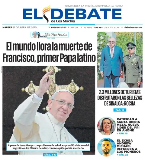 Portada de El Debate de los Mochis del martes, 22 de abril de 2025