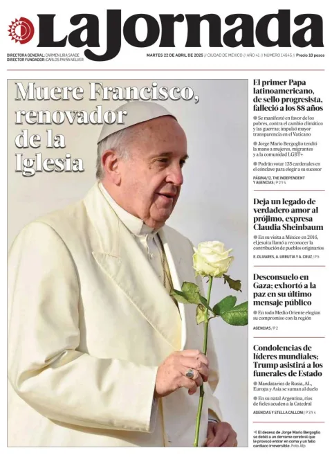 Portada de La Jornada del martes, 22 de abril de 2025
