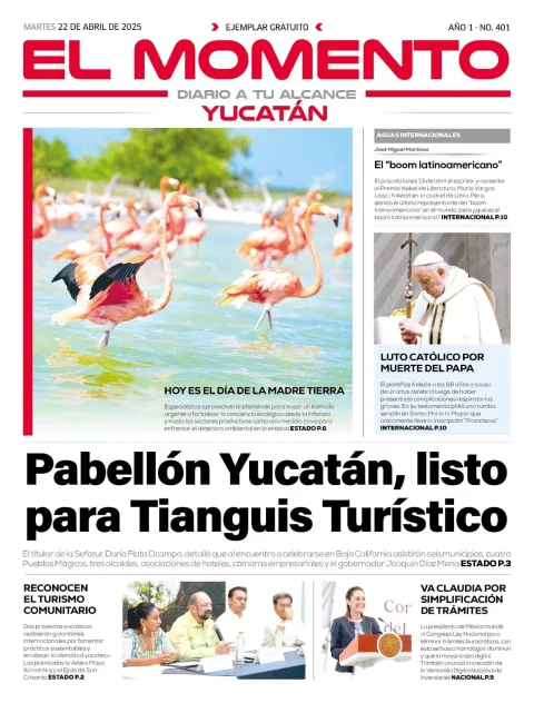 Portada de El Momento Yucatan del martes, 22 de abril de 2025