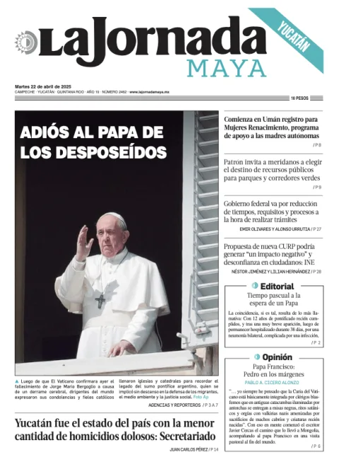 Portada de La Jornada Maya Yucatán del martes, 22 de abril de 2025