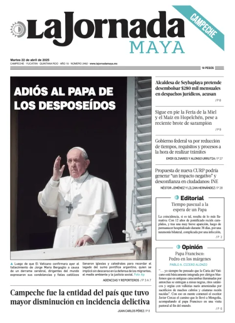 Portada de La Jornada Maya Campeche del martes, 22 de abril de 2025
