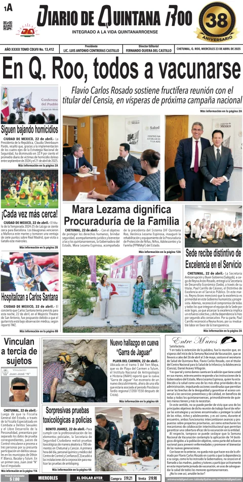 Portada de Diario de Quintana Roo (portada)