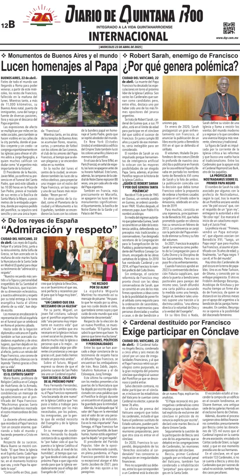 Portada de Diario de Quintana Roo (contra Portada)