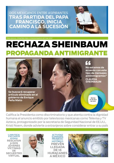 Portada de El Quintana Roo (contraportada) del martes, 22 de abril de 2025