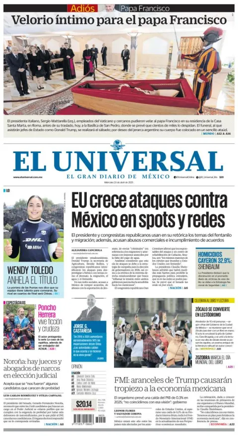 Portada de El Universal