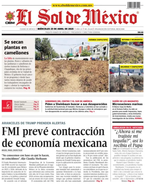 Portada de El Sol de Mexico