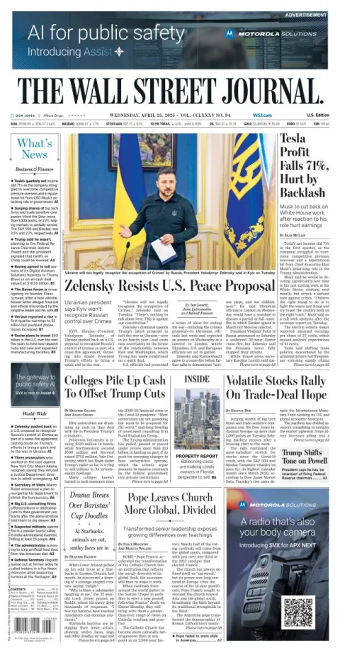 Portada de The Wall Street Journal