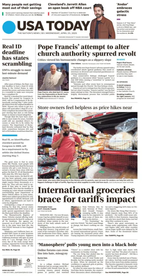 Portada de Usa Today