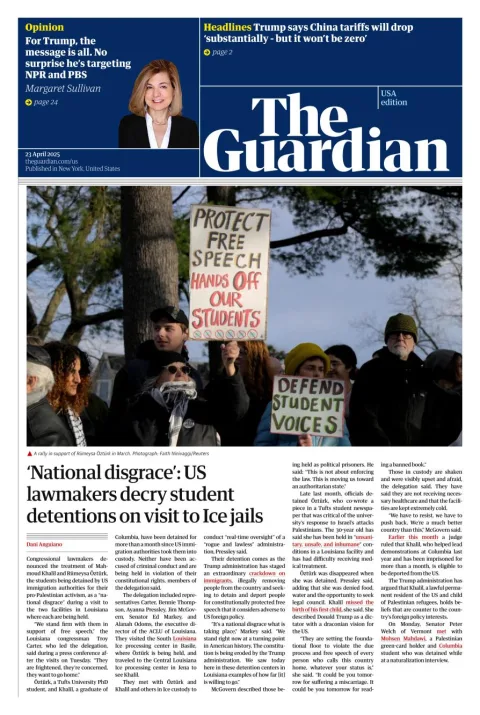 Portada de The Guardian (usa)