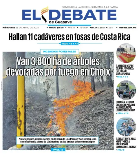 Portada de El Debate de Guasave del miércoles, 23 de abril de 2025