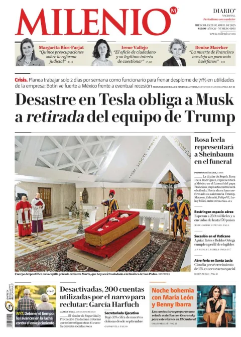 Portada de Milenio del miércoles, 23 de abril de 2025