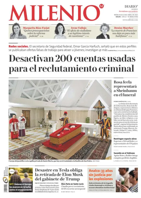 Portada de Milenio Jalisco del miércoles, 23 de abril de 2025