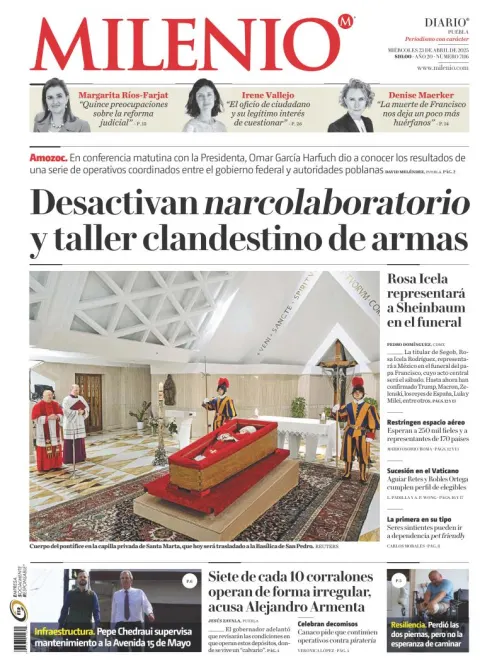 Portada de Milenio Puebla del miércoles, 23 de abril de 2025