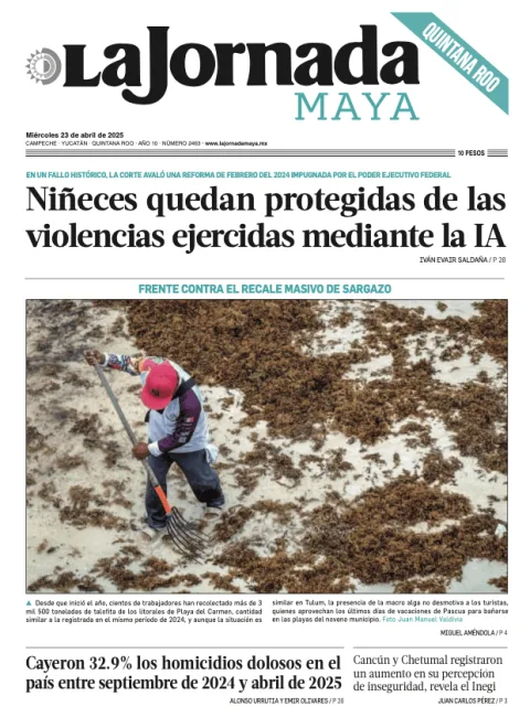 Portada de La Jornada Maya Quintana Roo del miércoles, 23 de abril de 2025