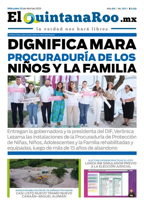 Portada de El Quintana Roo (portada) del miércoles, 23 de abril de 2025