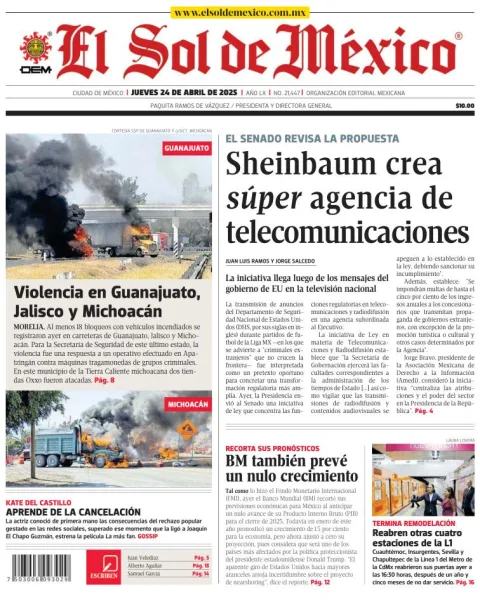 Portada de El Sol de Mexico
