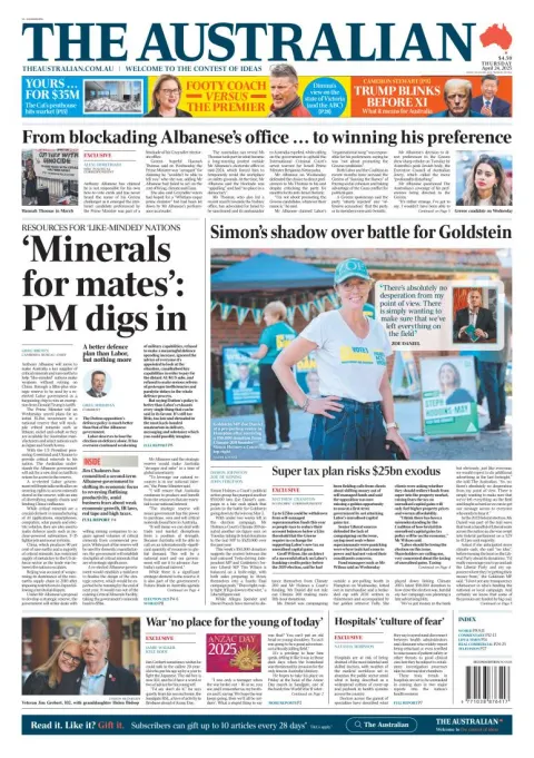 Portada de The Australian del jueves, 24 de abril de 2025