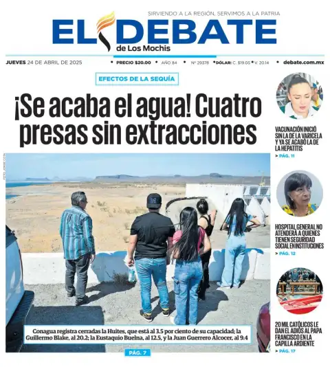 Portada de El Debate de los Mochis del jueves, 24 de abril de 2025