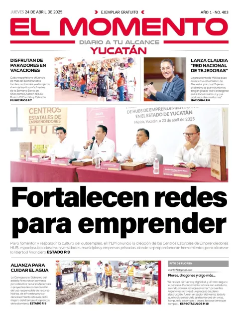Portada de El Momento Yucatan del jueves, 24 de abril de 2025