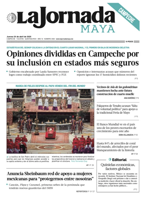 Portada de La Jornada Maya Campeche del jueves, 24 de abril de 2025