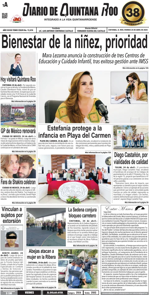 Portada de Diario de Quintana Roo (portada)