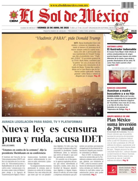 Portada de El Sol de Mexico