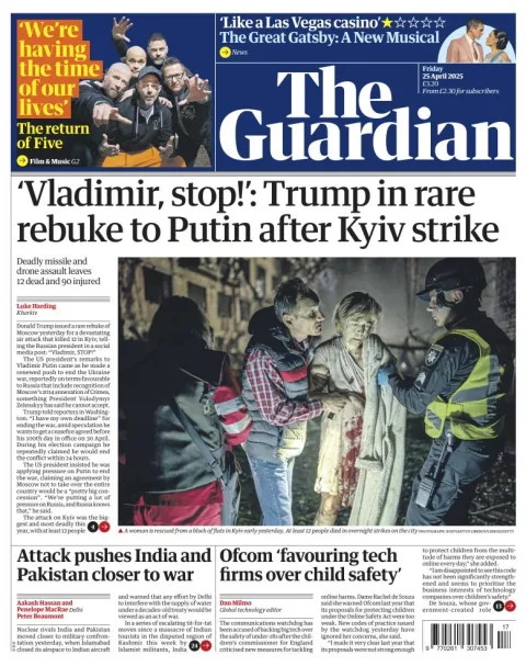 Portada de The Guardian (reino Unido)