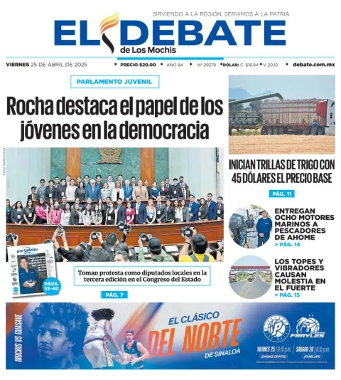 Portada de El Debate de los Mochis del viernes, 25 de abril de 2025