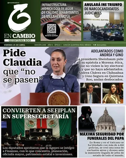 Portada de En Cambio - Quintana Roo (portada) del viernes, 25 de abril de 2025