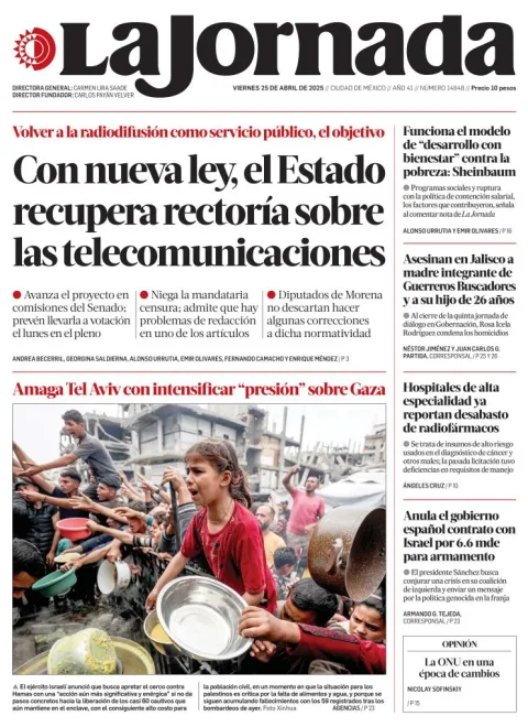 Portada de La Jornada del viernes, 25 de abril de 2025