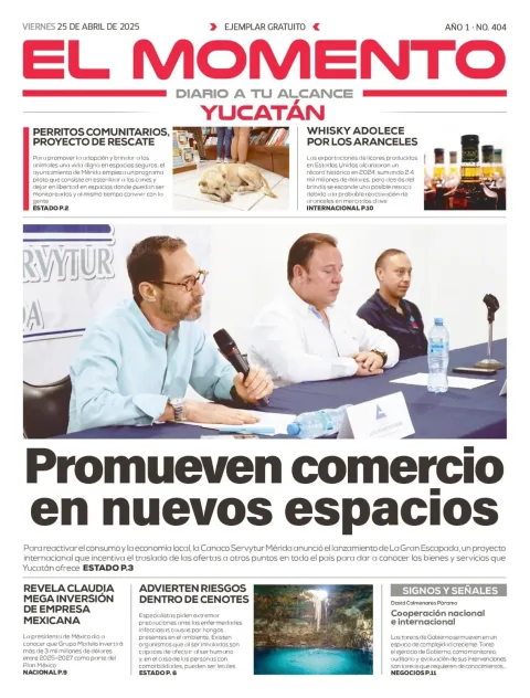 Portada de El Momento Yucatan del viernes, 25 de abril de 2025