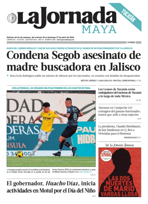 Portada de La Jornada Maya Yucatán del viernes, 25 de abril de 2025
