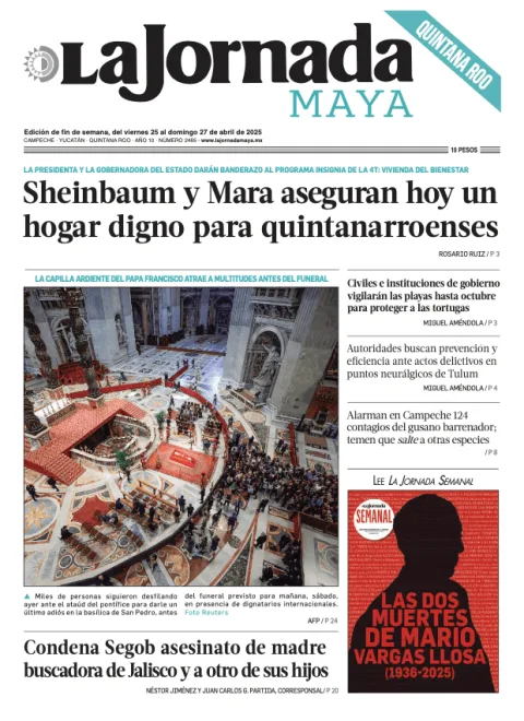 Portada de La Jornada Maya Quintana Roo del viernes, 25 de abril de 2025