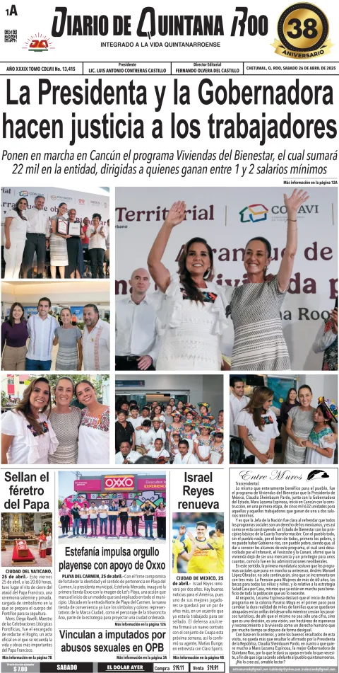 Portada de Diario de Quintana Roo (portada)