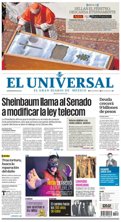Portada de El Universal