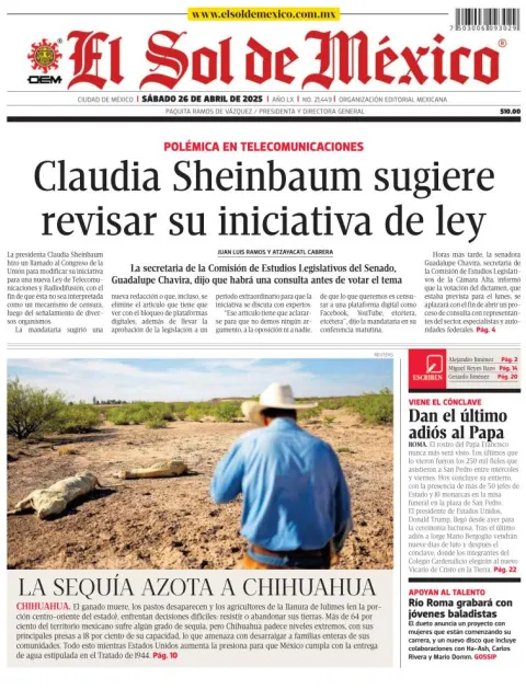 Portada de El Sol de Mexico