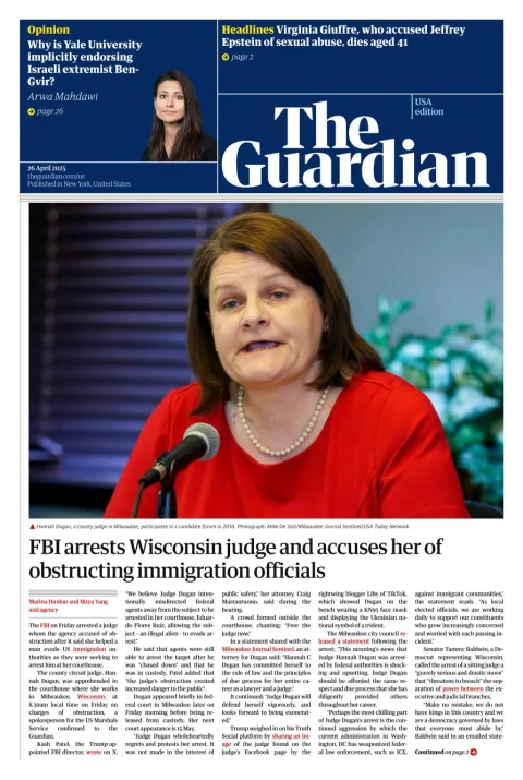 Portada de The Guardian (usa)