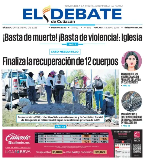 Portada de El Debate de Culiacan
