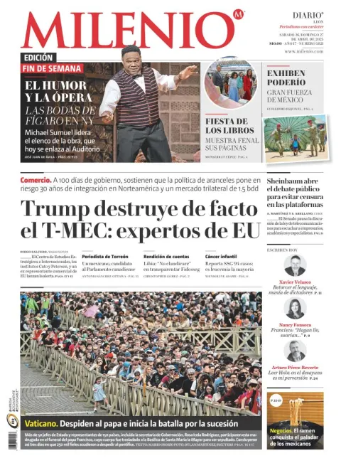 Portada de Milenio Leon del sábado, 26 de abril de 2025