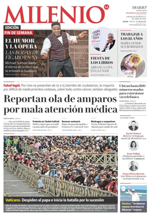 Portada de Milenio Tamaulipas del sábado, 26 de abril de 2025