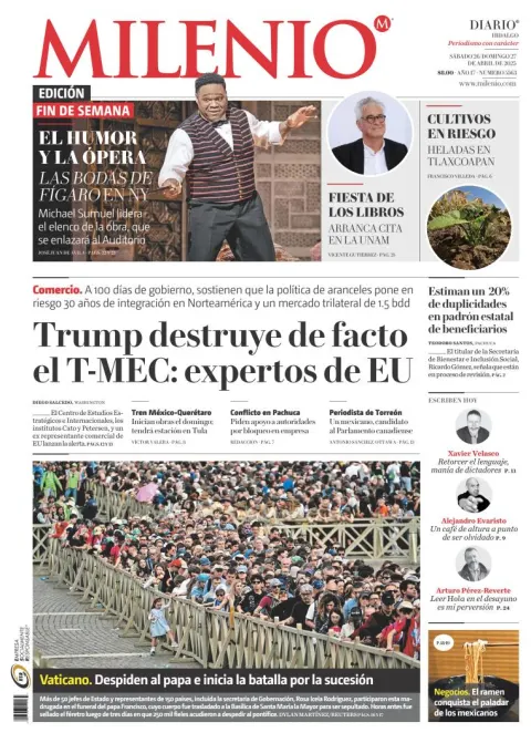 Portada de Milenio Hidalgo del sábado, 26 de abril de 2025