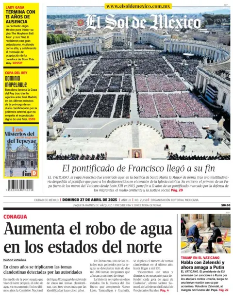 Portada de El Sol de Mexico