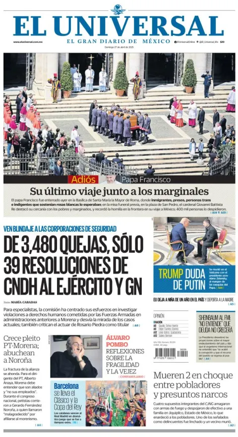 Portada de El Universal