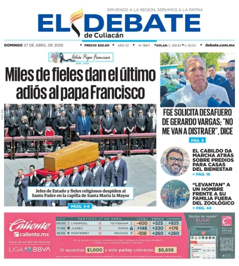Portada de El Debate de Culiacan