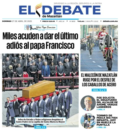 Portada de El Debate de Mazatlan