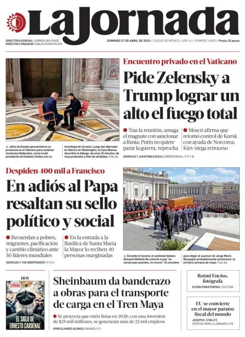 Portada de La Jornada
