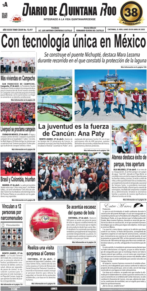 Portada de Diario de Quintana Roo (portada)