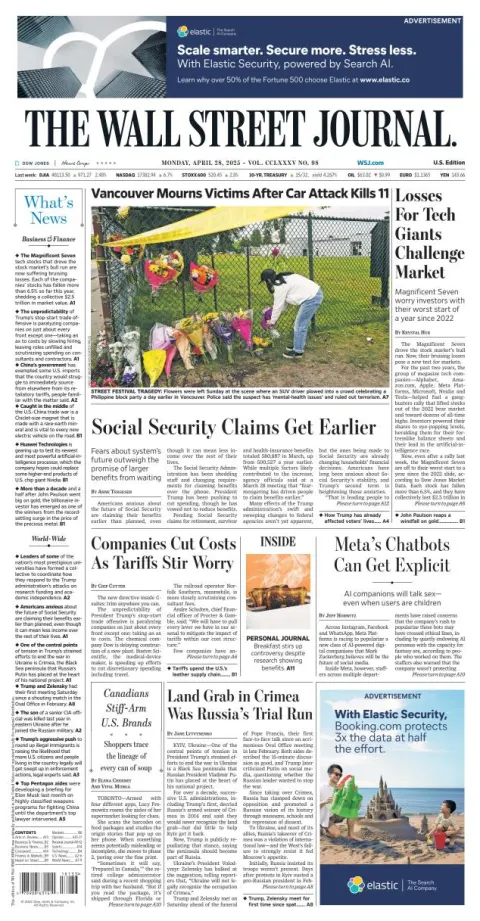 Portada de The Wall Street Journal