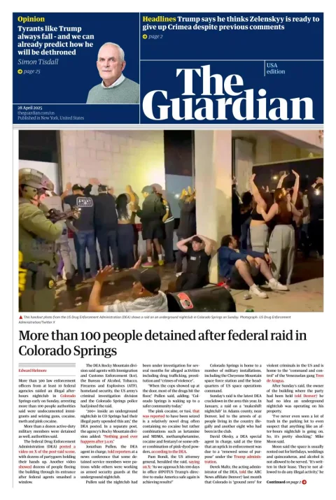 Portada de The Guardian (usa) del lunes, 28 de abril de 2025