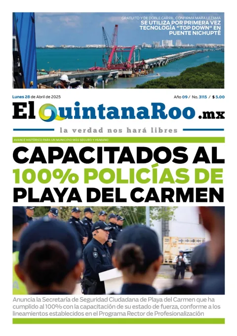 Portada de El Quintana Roo (portada) del lunes, 28 de abril de 2025
